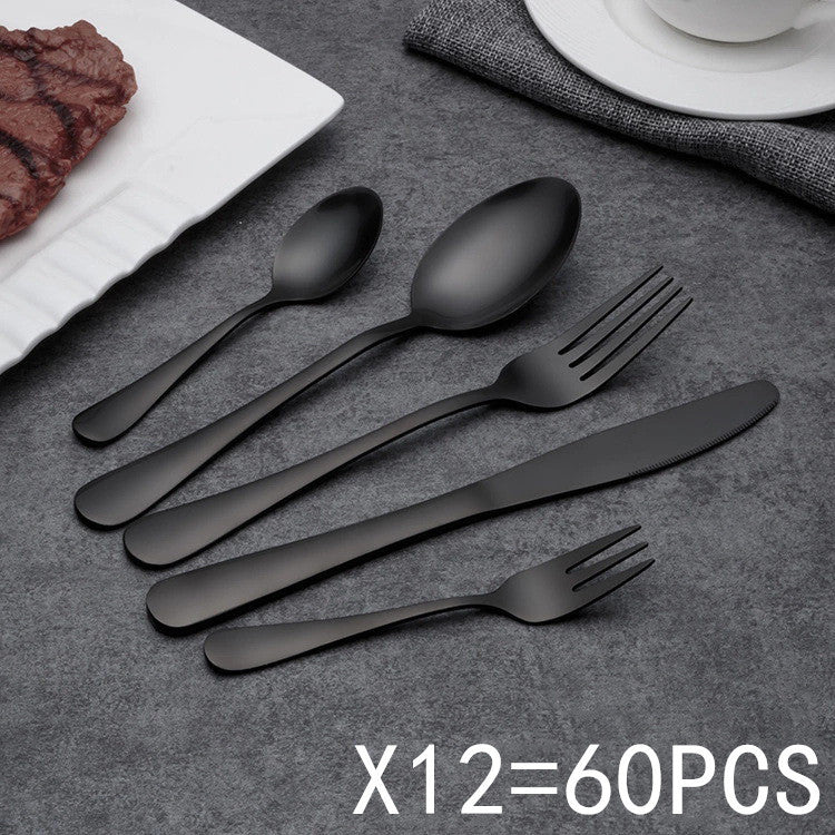 Black Stainless Steel Western Cutlery Set