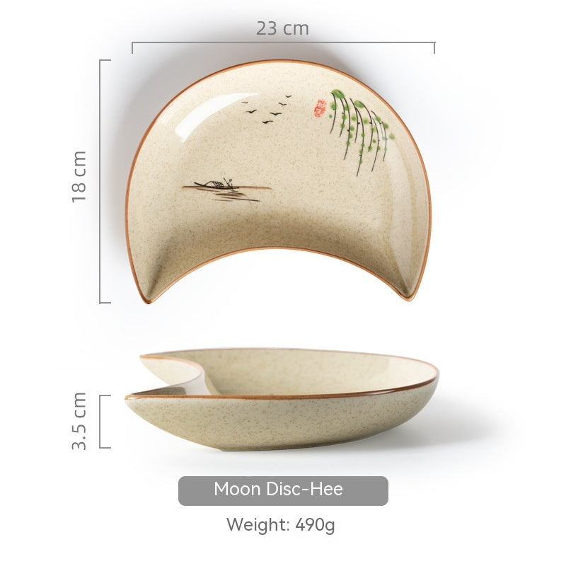 Household Ceramic Moon Platter Tableware