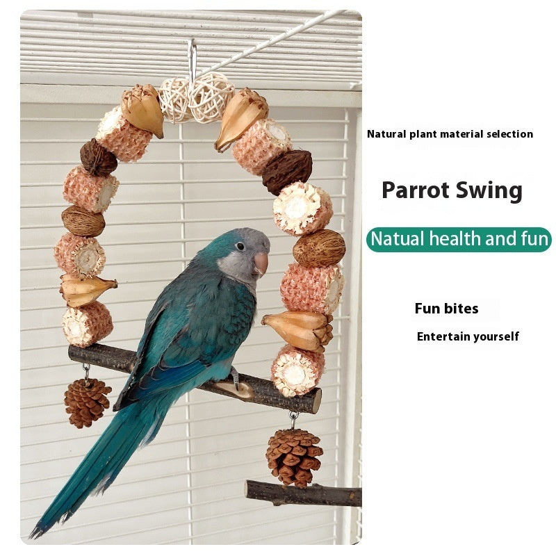 Wooden Parrot Swing