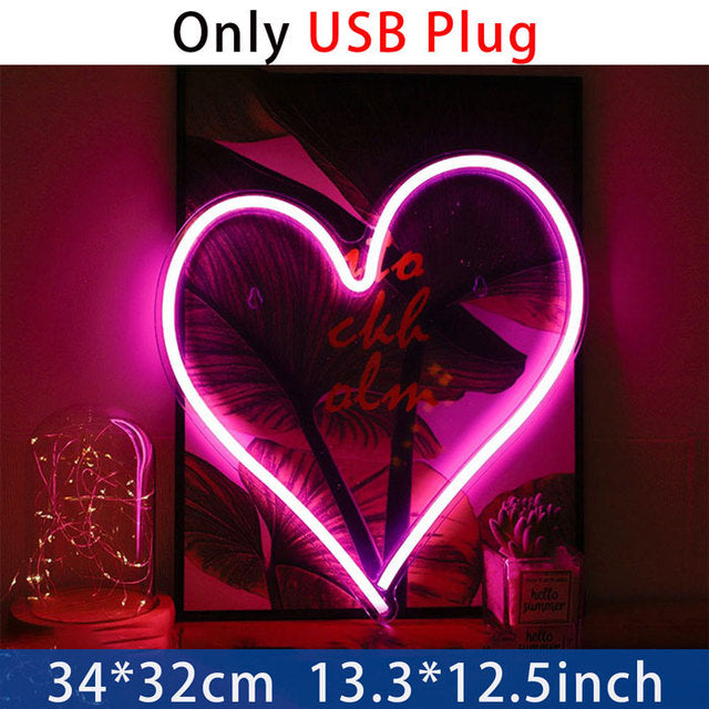 Love Heart Neon Acrylic Transparent Back Molding Light Atmosphere Light Decoration