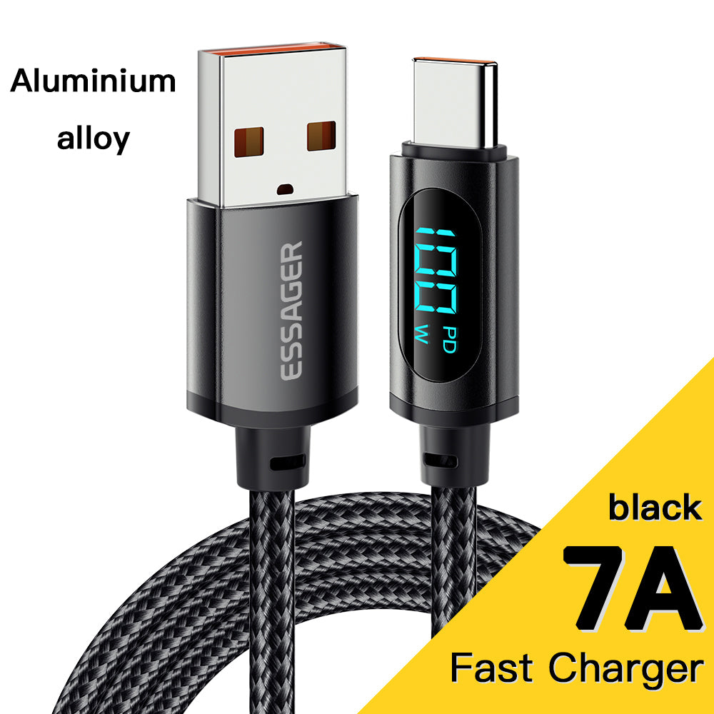 Fast Charging Digital Display Data Cable PD100W Aluminum Alloy