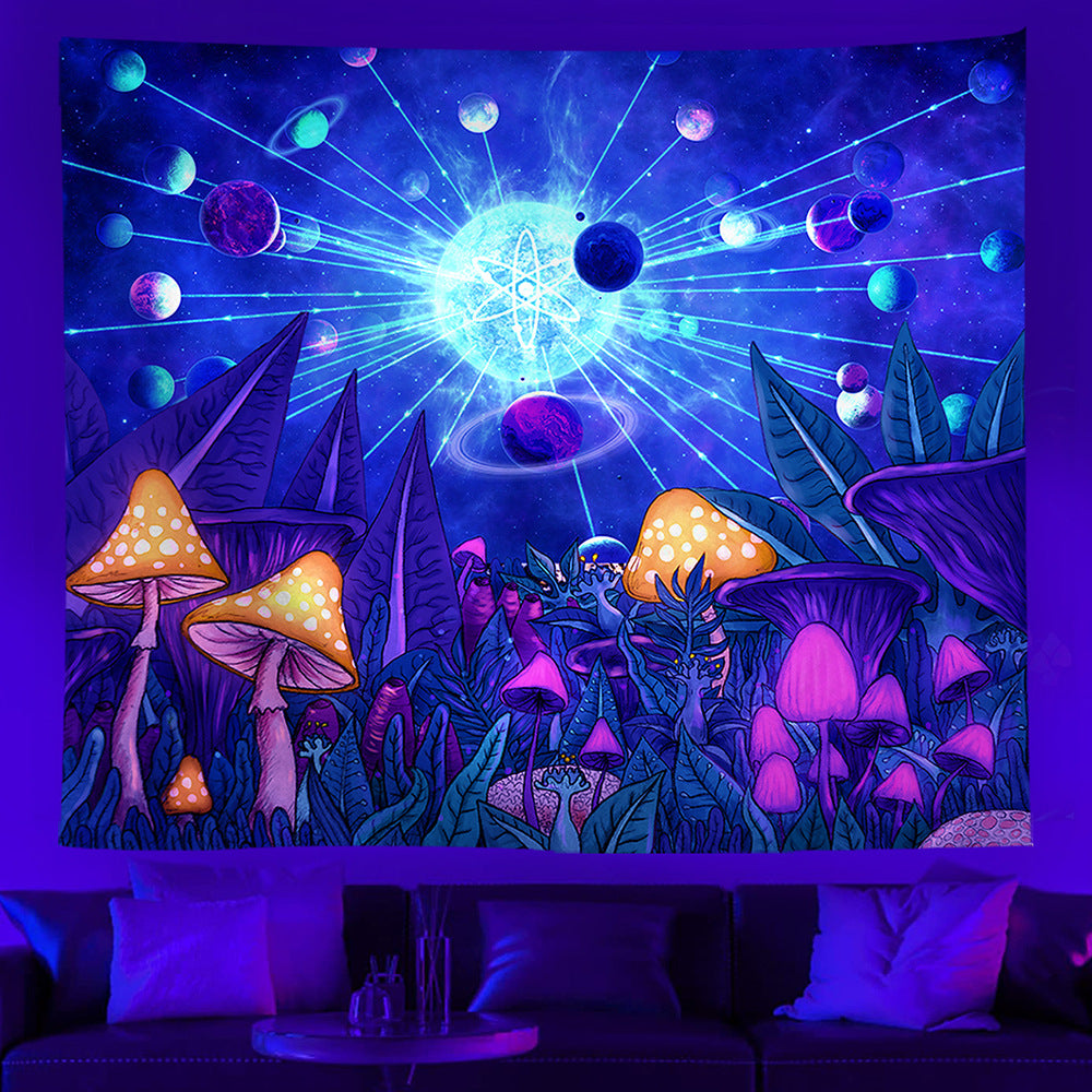 The Room Is Hung With Fluorescent Tapestries Printed With UV Lights For European And American Parties