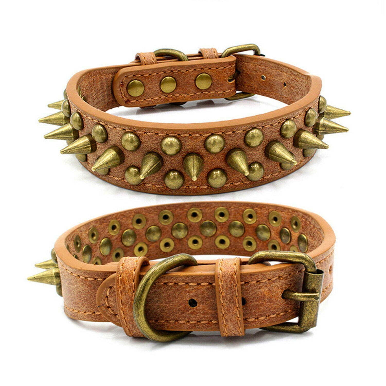 Dog Pet Leather Collar Pit Bull S-XL