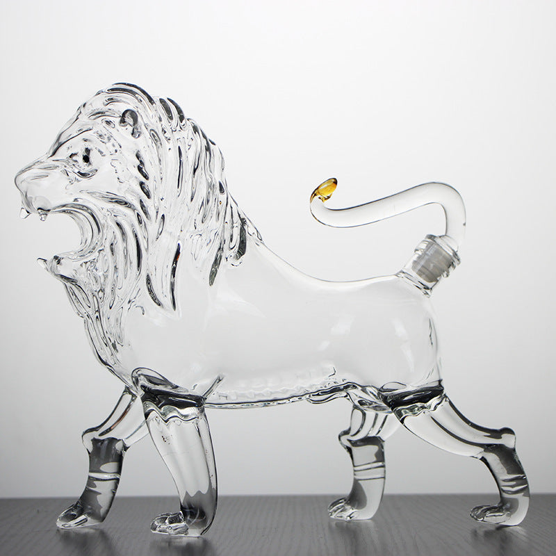 750ml Lion Shape Glass Wine Bottle