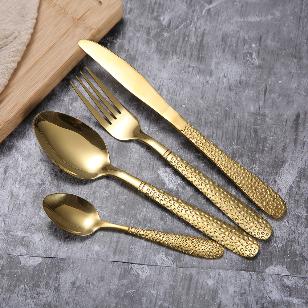 Stainless Steel Cutlery Four-piece Set Titanium Plated