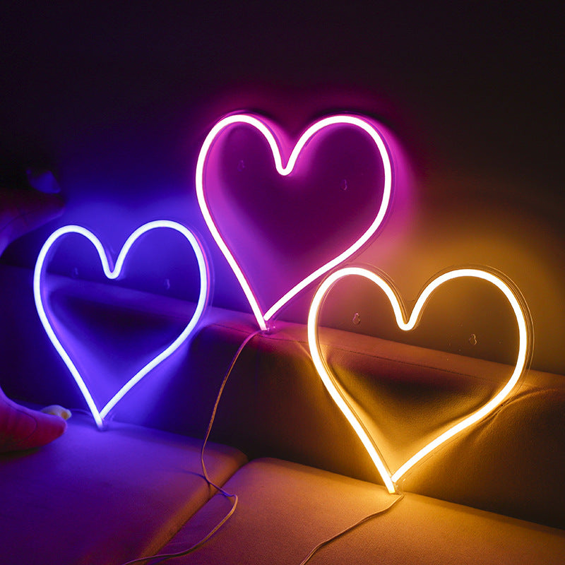 Love Heart Neon Acrylic Transparent Back Molding Light Atmosphere Light Decoration