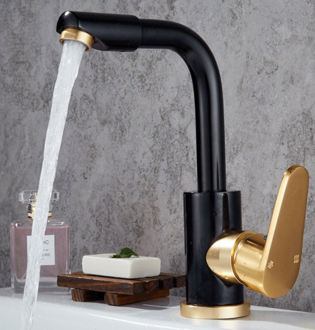 Space aluminum faucet hot and cold bathroom washbasin faucet