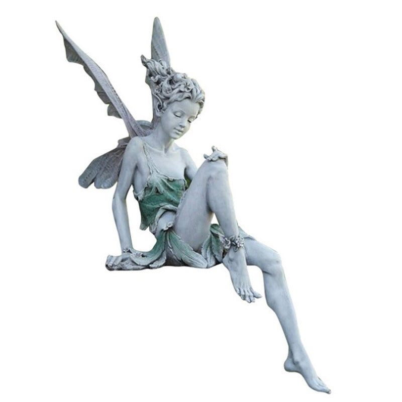 Resin Crafts Flower Fairy Garden Ornaments Turek Sitting Fairy Statue