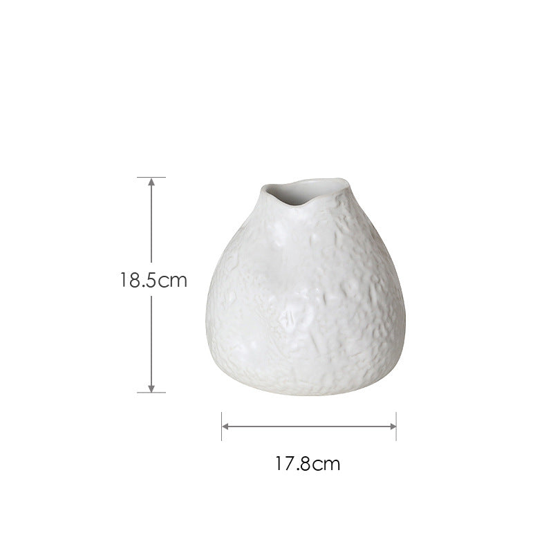 Nordic Simple Ceramic Concave White Vase Soft Home Decoration Ornaments