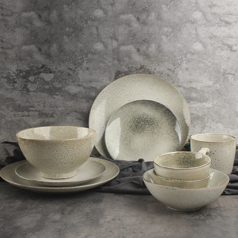 Japanese Retro Pitted Household Ceramic Tableware