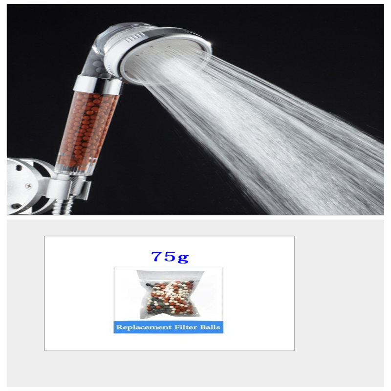 Three-speed Transparent Pressurized Negative Ion Handheld Showerhead Filter Water Purifying Shower Nozzle