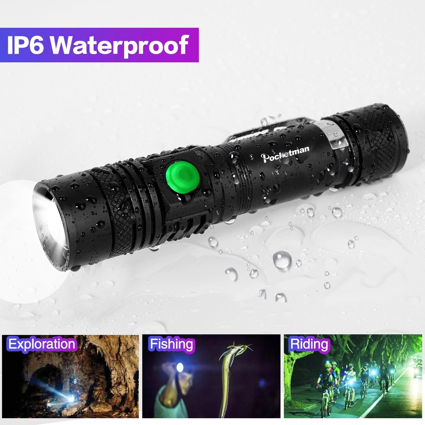 Black Zoomable LED Flashlight