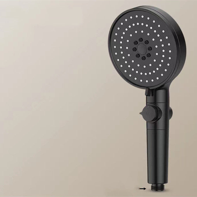  Five-speed Spray Black Powerful Supercharged Water-saving Shower Head Nozzle Suit