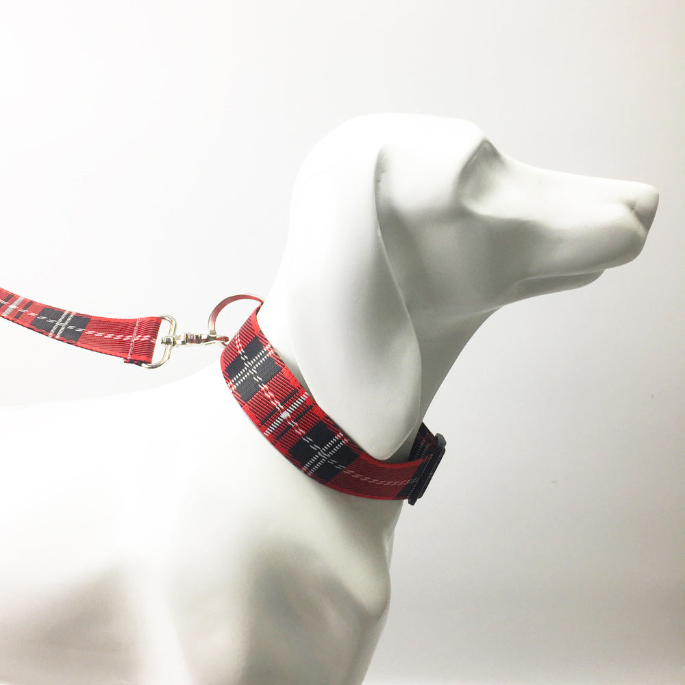 Pet Dog Collar Check Pattern Leash