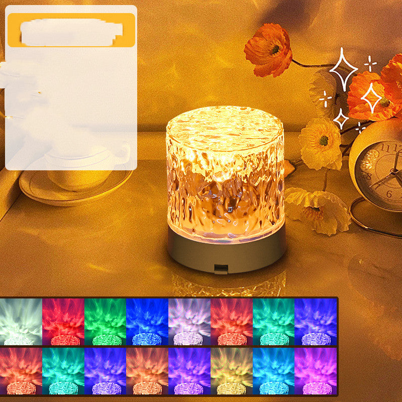 Crystal Lamp Water Ripple Projector Night Light Decoration Home Houses Bedroom Aesthetic Atmosphere Holiday Gift Sunset Lights