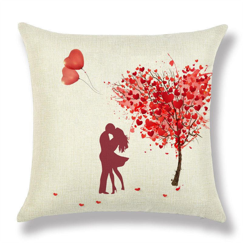 Heart Couple Linen Cushion