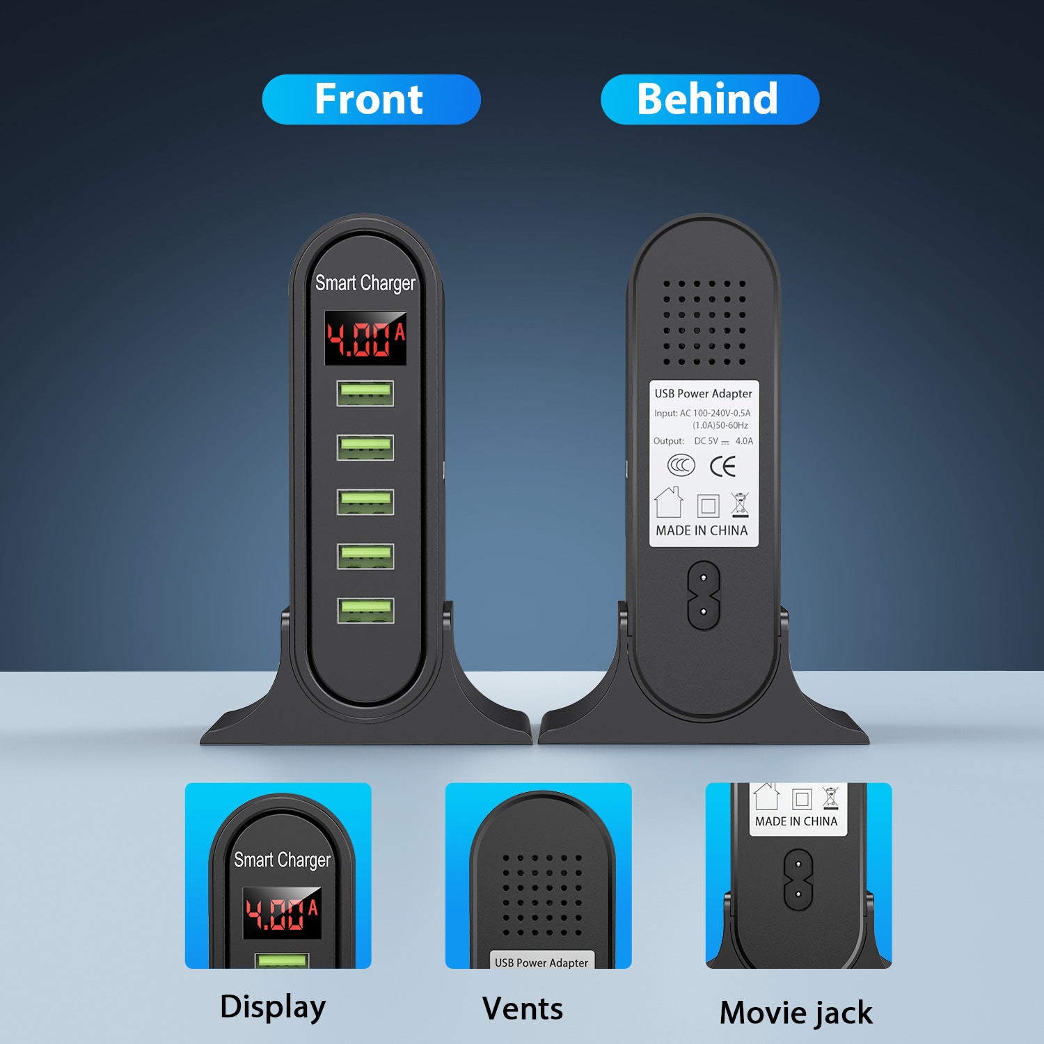 USB five-port smart charger