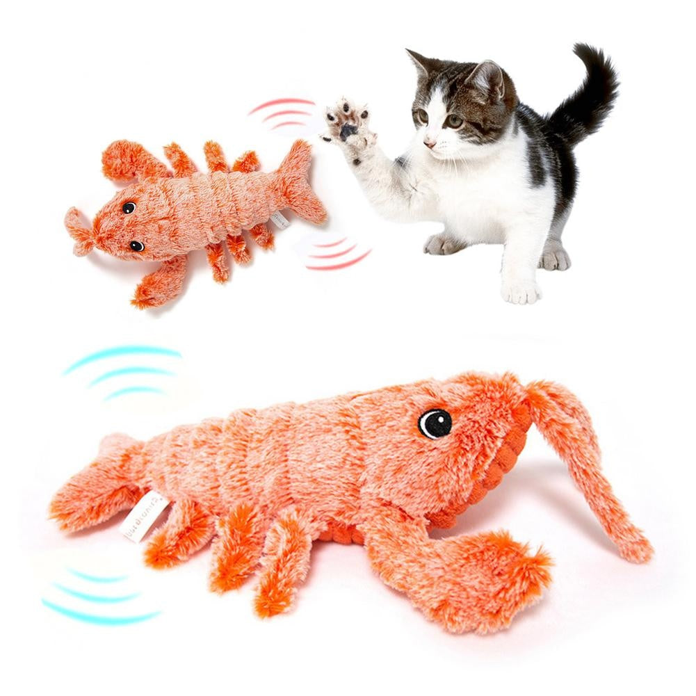 Pet Toys Electric Jumping Shrimp USB Charging Simulation Lobster Funny Cat Plush Pets Toy