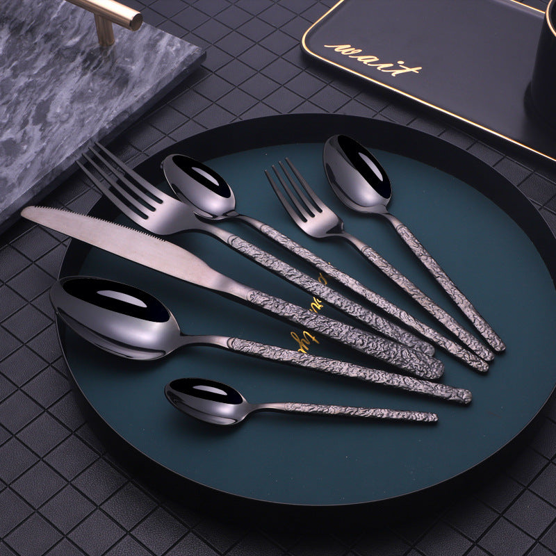 Embossed Textured Handle Steak Cutlery Western Cutlery