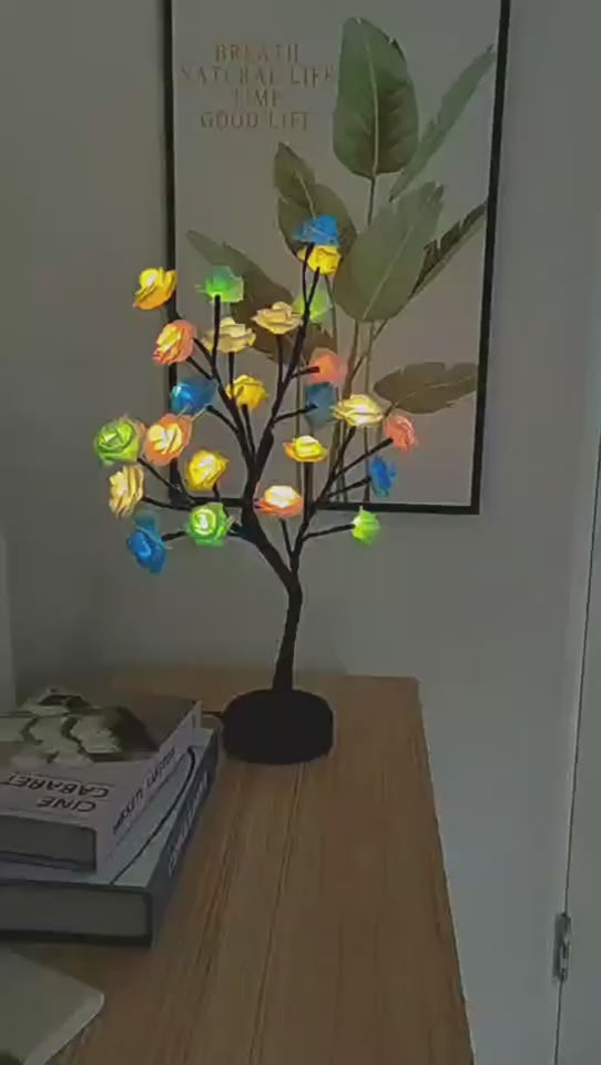 Table Lamp Flower Tree Rose Lamps Fairy Desk Night Lights USB Operated Gifts For Wedding Valentine Christmas Decoration