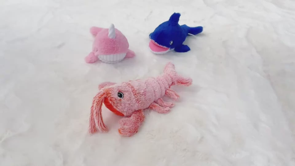 Pet Toys Electric Jumping Shrimp USB Charging Simulation Lobster Funny Cat Plush Pets Toy